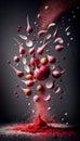 Group of Red Shallot Vegetable Creatively Falling-Dripping Flying or Splashing on Black Background Generative AI Royalty Free Stock Photo