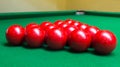 Group of Red Snooker Balls on Snooker Table Royalty Free Stock Photo