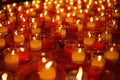 Group of red and white candle in thai temple Royalty Free Stock Photo