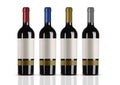 Group of Red Wine Bottle Isolated With White Label Royalty Free Stock Photo