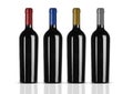 Group of red wine bottles with no label Royalty Free Stock Photo