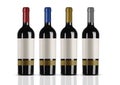 Group of red wine bottles with white label Royalty Free Stock Photo