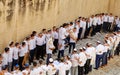 A group of religious people celebrate Simchat Torah. Sing songs and hold Torah scrolls Royalty Free Stock Photo