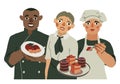 A group of restaurant, cafe workers: cook, waiter, pastry chef. Vector.