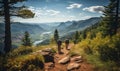 Retirees Walking Along Scenic Trail