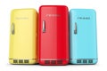 Group of retro colored fridges in row Royalty Free Stock Photo