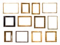 Group of retro golden rectangular frame for photography