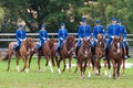 A group of riders from the mounted guard entering the arena