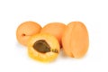 Group of ripe apricotes isolated with clipping path