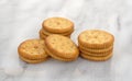 Group of roasted peanut butter crackers on a marble table Royalty Free Stock Photo