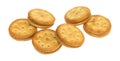 Group of roasted peanut butter crackers Royalty Free Stock Photo