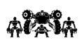 Group of Robot Warriors, Futuristic Combat AI Technology, vector design Generative AI Royalty Free Stock Photo
