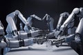 a group of robotic arms performing intricate and delicate medical procedures