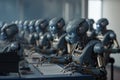 Group of robots learn in the classroom created by generative AI