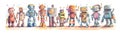 A group of robots standing next to each other. AI generative image Royalty Free Stock Photo
