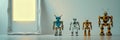 group robots standing next to mirror