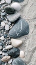 Group of Rocks on Beach. Generative AI Royalty Free Stock Photo
