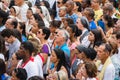 Group of Roman Catholic faithful gathered in prayer in Salvador, Bahia, Brazil