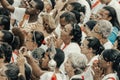 Group of Roman Catholic faithful gathered in prayer in Salvador, Bahia, Brazil
