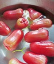 Group of rose apple washing in basin, Close up shot