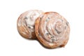 Group of rosy delicious glazed buns with raisin Royalty Free Stock Photo
