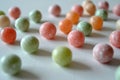a group of round colored balls
