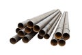 Group of round metal pipe