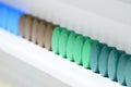 The group of row multi-color plastic bottle caps Royalty Free Stock Photo