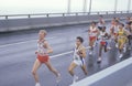 Group of runners crossing Verrazano Bridge