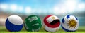 Group A Russia. Saudi Arabia Egypt Russia Uruguay. soccer football ball 3d rendering