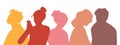A group of sad people. Color silhouettes Men and women of different nationalities in stress and panic Royalty Free Stock Photo