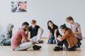 Teenagers in a circle Royalty Free Stock Photo