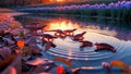 Sunset Pond with Red-Spotted Newts Royalty Free Stock Photo