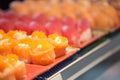 Group of salmon maki roll sashimi