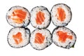 Group of salmon sushi maki isolated on white background Royalty Free Stock Photo