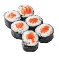 Group of salmon sushi maki isolated on white background Royalty Free Stock Photo