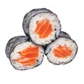 Group of salmon sushi maki isolated on white background Royalty Free Stock Photo