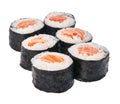 Group of salmon sushi maki isolated on white background Royalty Free Stock Photo