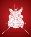 Group of Samurai, Ready to fight action graphic vector Royalty Free Stock Photo