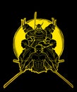 Group of Samurai, Ready to fight action graphic vector Royalty Free Stock Photo