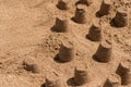 Group of sand castles on the beach Royalty Free Stock Photo