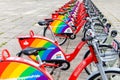 Santander cycles show support to the LGBT Pride MK Event in Milton Keynes