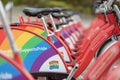 Santander cycles show support to the LGBT Pride MK Event in Milton Keynes