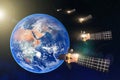 Group of satellites in a row in the geostationary orbit of the Earth, for communication and monitoring systems. Elements of this