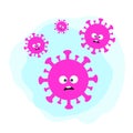 A group of scared and surprised viruses. Drawn character corona virus covid-19 virus. World pandemic