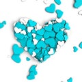 The group scattered hearts on a white background. Valentine`s day background.