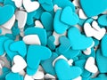 The group scattered hearts on a white background. Valentine`s day background.