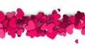 The group scattered hearts on a white background. Valentine`s day background.