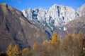 The group of Schiara Dolomites, Belluno, autumn day Royalty Free Stock Photo
