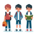 Group of School Boys Illustration for Education and Friendship Royalty Free Stock Photo